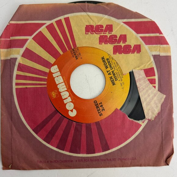 Men At Work – Down Under Columbia Vinyl, 7", 45 RPM Single 1982 - Picture 3 of 4